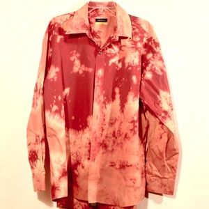 CHARTER CLUB X Custom Dress Shirt Acid Wash XL Red